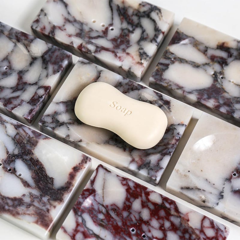 DUANYAN Luxurious Natural Marble Soap Dish Tray Marble Soap Holder Trinket Plate for Bathroom Sink Kitchen Countertop Bedroom Vanity Bathroom Accessory Rectangular（2 Combinations） - Image 1